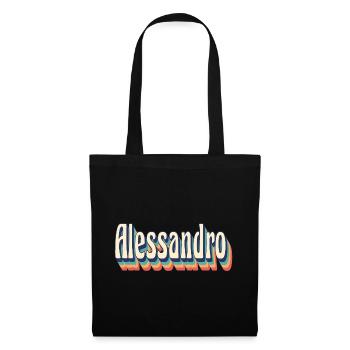 Alessandro Retro Vintage T-Shirt Geschenk T-Shirt - Stoffbeutel - Schwarz - Vorne