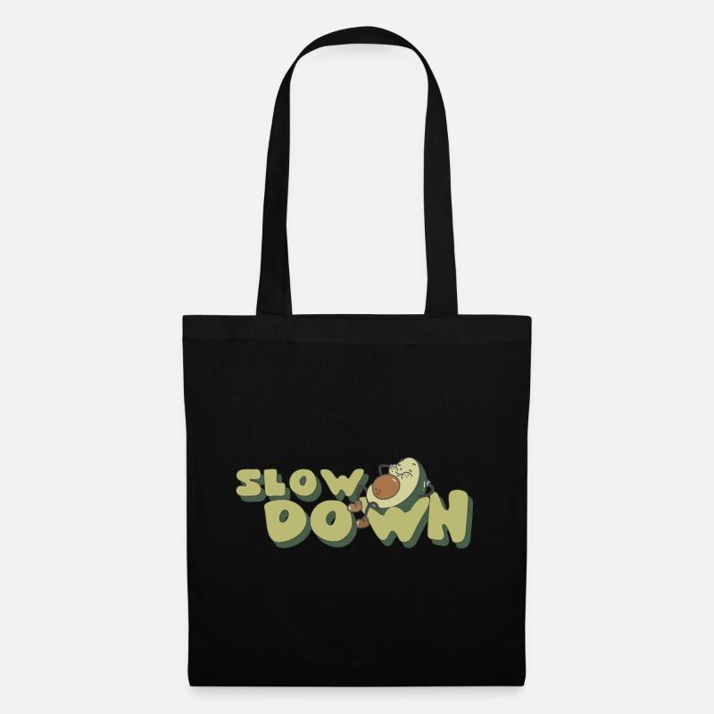 slow down relax avocado retro positive - Stoffbeutel - Schwarz