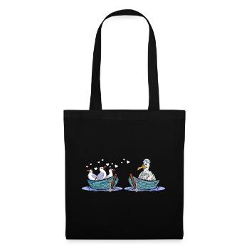 Mouettes bateau marins aiment les oiseaux de mer Saint-Valentin - Sac en tissu - noir - Devant