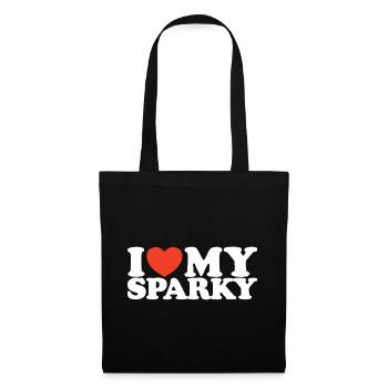 I love My Sparky Elektriker Herz Shirt - Stoffbeutel - Schwarz - Vorne
