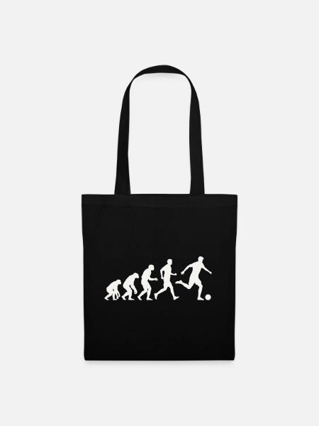 Fußball Evolution Silhouette Fußballer Entwicklung - Stoffbeutel - Schwarz