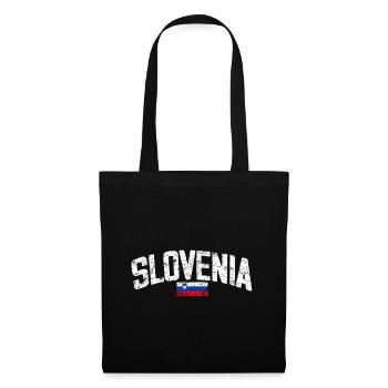 Slovenia - Grunge - National Flag - Slowenien - Stoffbeutel - Schwarz - Vorne