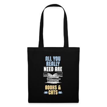 Cadeau drôle de chats et de livres - Sac en tissu - noir - Devant