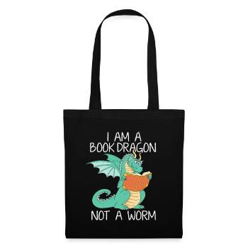 Livre dragon de bibliothèque verme l’ouvrage Lire livre professeur cadeau - Sac en tissu - noir - Devant