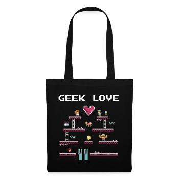 Geek Love Retro Pixel - Stoffbeutel - Schwarz - Vorne