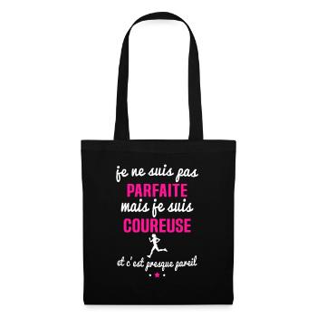 pas parfaite coureuse, idée cadeau coureuse - Sac en tissu - noir - Devant