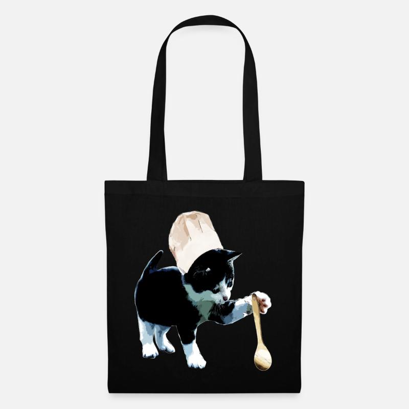 Chef cat cooking kitty kitchen - Tote Bag - black