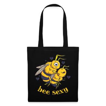 sexy Oberteil, bee sexy, Biene, Bienen, Imker - Stoffbeutel - Schwarz - Vorne