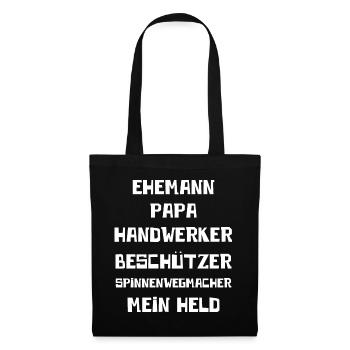 Ehemann Papa Handwerker Spinnenwegmacher Mein Held - Stoffbeutel - Schwarz - Vorne