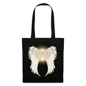 ailes d'ange en or blanc avec étoile brillante - Sac en tissu - noir - Devant