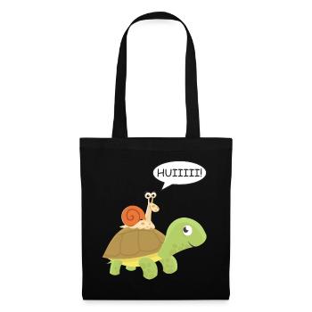 Huiiiii - Snail rides on turtle - Tote Bag - black - Front