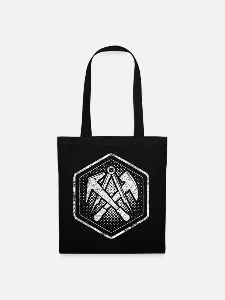Zunftzeichen Dachdeckerr Hexagon im used Look - Stoffbeutel - Schwarz
