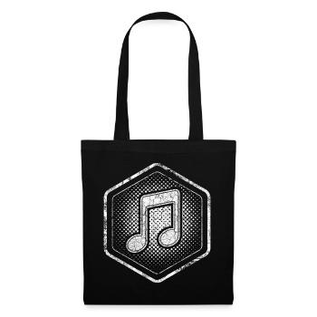 Musiknote Hexagon Logo mit coolem Effekt - Stoffbeutel - Schwarz - Vorne