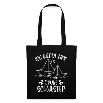 Ich werde eine große Schwester Papierschiff Schiff - Stoffbeutel - Schwarz - Vorne