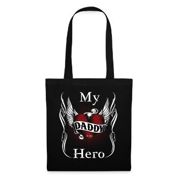 My Dad is my Hero, Mein Vater i. mein Held, Papa - Stoffbeutel - Schwarz - Vorne