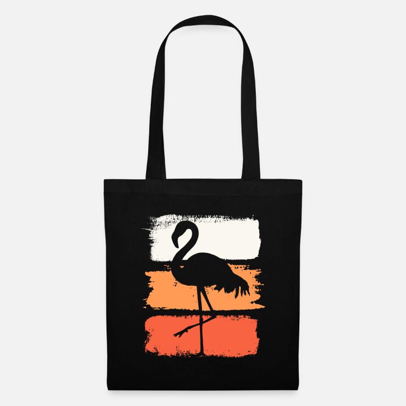 Flamingo Vogel Bunt Exotisch Sommer - Stoffbeutel - Schwarz