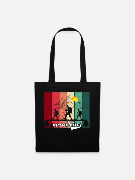 Wandern Berge T-Shirt Wanderliebe Natur Outdoor - Stoffbeutel - Schwarz