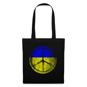 Flagge Fahne Peacezeichen Ukraine - Stoffbeutel - Schwarz - Vorne