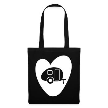 Camping Herz Caravan Vektor Camper Van Life Love - Stoffbeutel - Schwarz - Vorne