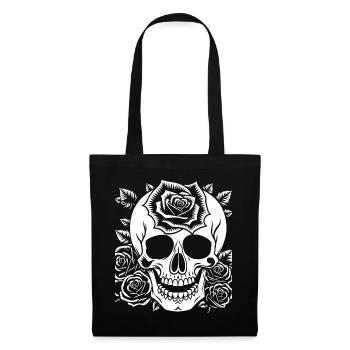 Horror Schädel Schädel Kunst Schädel Gothic Heavy Metal - Stoffbeutel - Schwarz - Vorne