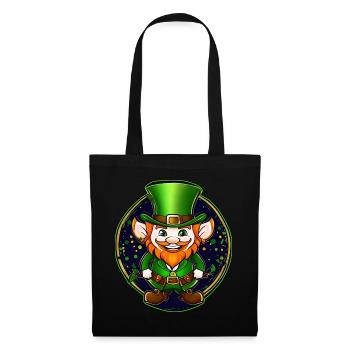 Saint Patricks Day Irish Kobold Leprechaun Wichtel - Stoffbeutel - Schwarz - Vorne