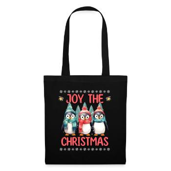 Weihnachten Pinguine Schal Mütze Tannenbaum Süß - Stoffbeutel - Schwarz - Vorne