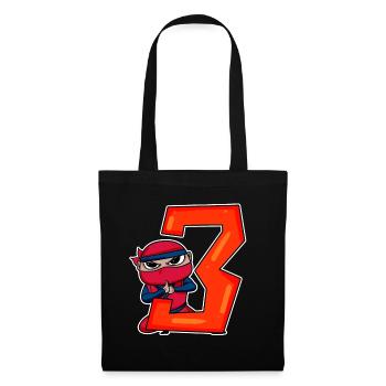 3 Year Old Boy Ninja - 3rd Birthday - I'm 3 - Tote Bag - black - Front