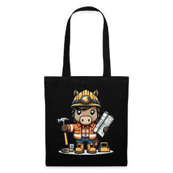 Cute Horse Construction Worker - Stoffbeutel - Schwarz - Vorne