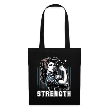 Stärke Frau Rockabilly Geschenk - Stoffbeutel - Schwarz - Vorne