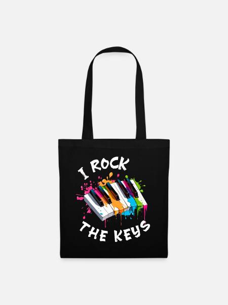 Musik Klavier "I rock the keys" Farbspritzer - Stoffbeutel - Schwarz