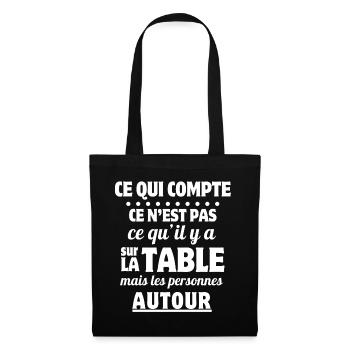 repas, repas entre amis, tablier de cuisine - Sac en tissu - noir - Devant