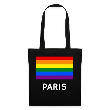 Pride Flagge Paris Schwul Regenbogen LGBTQ Queer Lesbe - Stoffbeutel - Schwarz - Vorne
