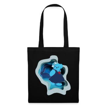 Blue bear with heart motif in paper design - Tote Bag - black - Front