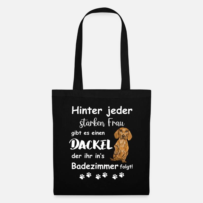 Hinter jedem starken Frauchen steht ein Hund - Stoffbeutel - Schwarz