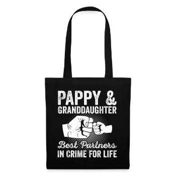 Pappy und Enkelin Partner in Crime Fist Bump - Stoffbeutel - Schwarz - Vorne