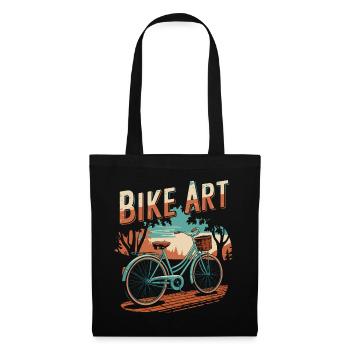 Vintage Bike Art Sonnenuntergangsszene - Stoffbeutel - Schwarz - Vorne