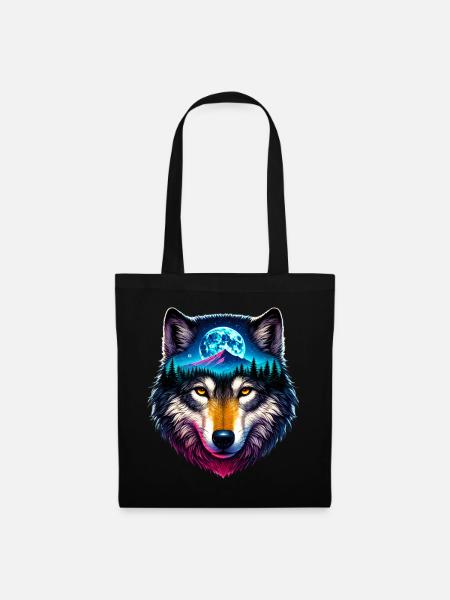 Wolf - Stoffbeutel - Schwarz