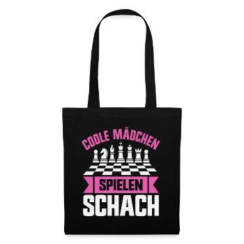 Schachspieler Coole Mädchen spielen Schach - Stoffbeutel - Schwarz - Vorne