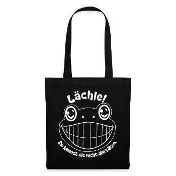 Lächel Frosch Meme Motiv lachen lustiger Frosch - Stoffbeutel - Schwarz - Vorne