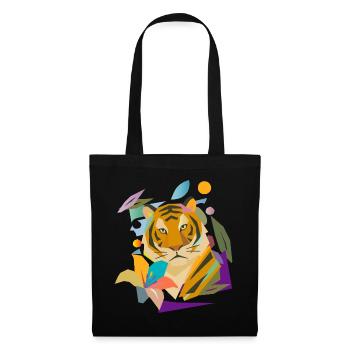Tiger with Blossom – Powerful Nature Motif - Tote Bag - black - Front
