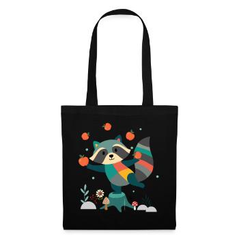 Playful raccoon happily juggling apples - Tote Bag - black - Front