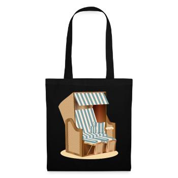 Blue and white nostalgia beach chair illustration - Tote Bag - black - Front