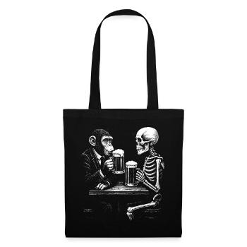 Humorous Skeleton and Monkey Beer Toast - Tote Bag - black - Front