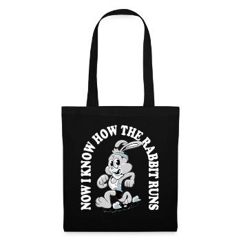 Maintenant, je sais comment le lapin court – Denglisch Spruch - Sac en tissu - noir - Devant