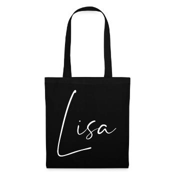 lisa / handschrift name design (weiß) - Stoffbeutel - Schwarz - Vorne