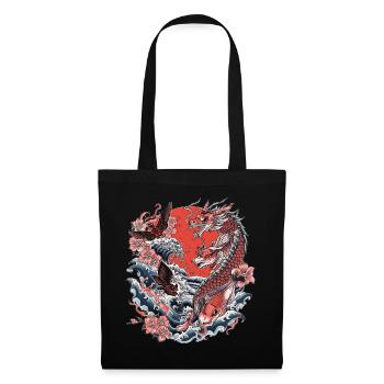 Koi, Waves and Cherry Blossom - Tote Bag - black - Front