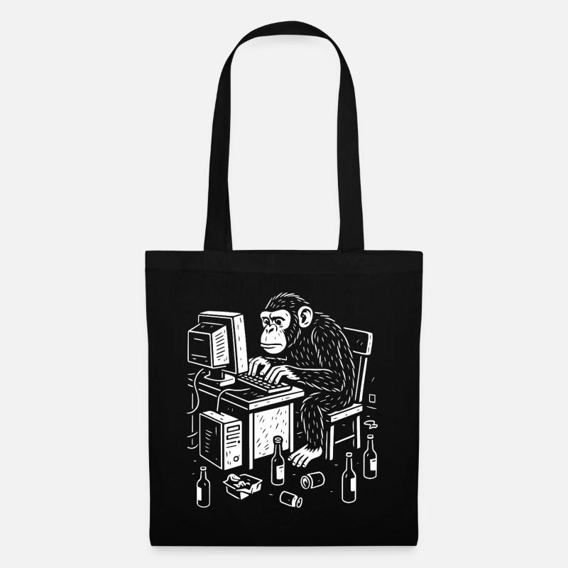 Codeur singe de bureau - Sac en tissu - noir