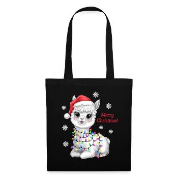 Alpaka Weihnachten Weihnachtspullover lustig süß - Stoffbeutel - Schwarz - Vorne