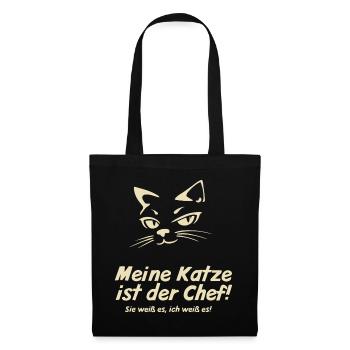 Meine Katze ist der Chef  - Stoffbeutel - Schwarz - Vorne