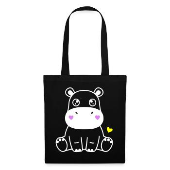Cute Hippopotamus Baby Kawaii Heart - Tote Bag - black - Front